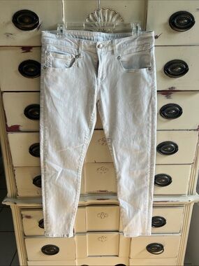 R13 White Cropped Ankle Jeans